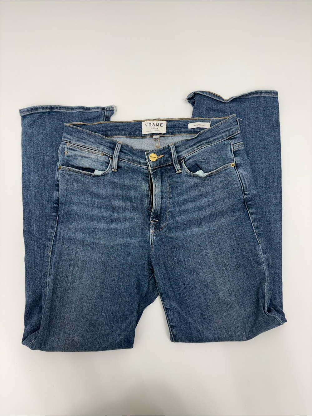 Frame Denim Straight-Leg Mid-Rise Blue Jeans